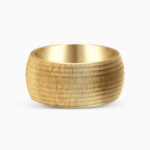 Wide Textured Wedding Band in 18K Gold