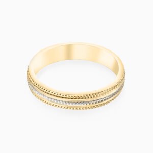 Thin Beaded Wedding Band in 18K Gold