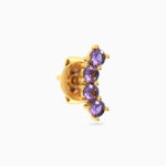 Round Shaped Purple Stone Stud Earring in 14K Gold - 1 Piece