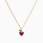 Kids Strawberry Colored Stones Necklace in 14K Gold