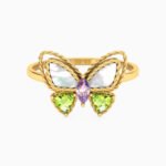 Butterfly Colored Stones Statement Ring in 18K Gold