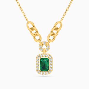 Rectangle Green Stones Necklace in 18K Gold
