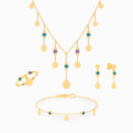 Pear Colored Stones Full Set in 18K Gold