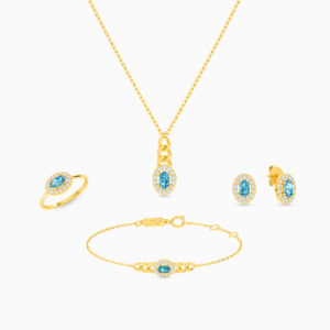 Oval Colored Stones Full Set in 18K Gold 