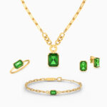 Baguette Green Stones Full Set in 18K Gold