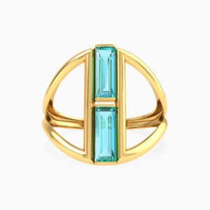 Baguette Colored Stones Ring in 18K Gold