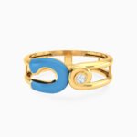 Geometric Cubic Zirconia Ring in 21K Gold