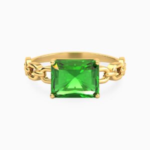 Baguette Green Stones Ring in 18K Gold
