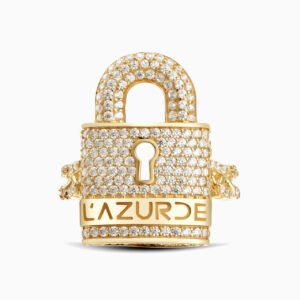 Lock Cubic Zirconia Ring in 18K Gold