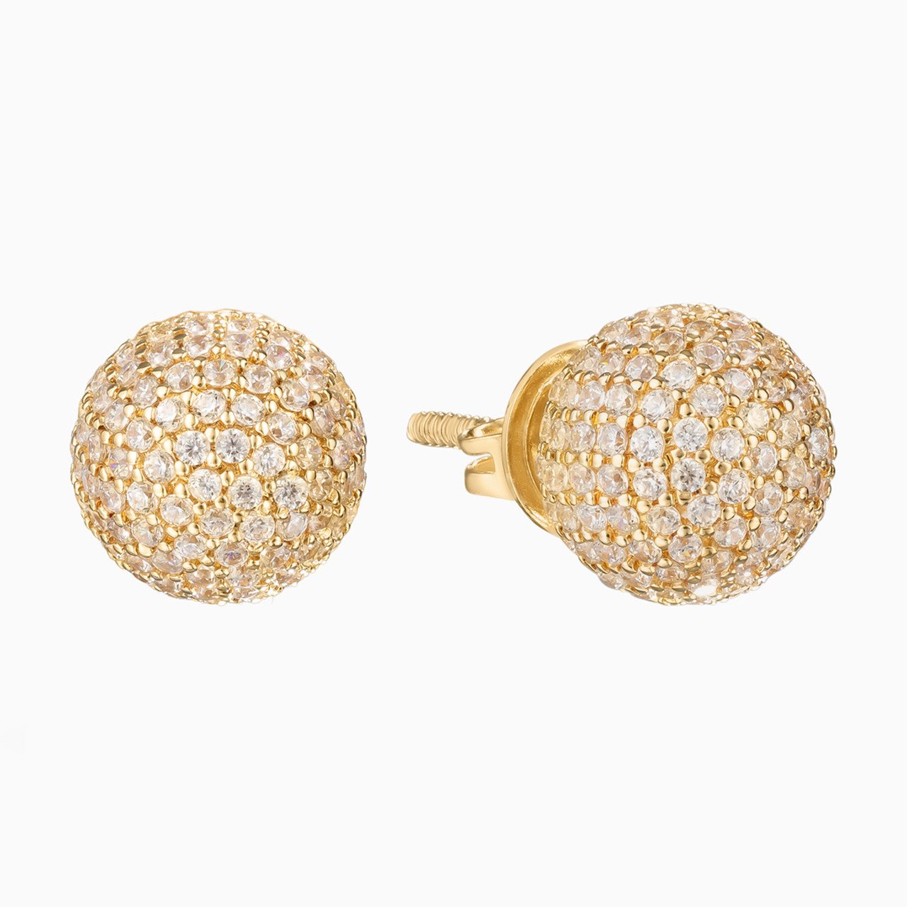 Round Cubic Zirconia Stud Earrings in 18K Gold