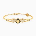 Heart Cubic Zirconia & Enamel Coated Chain Bracelet in 18K Gold