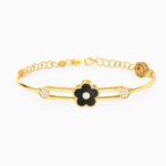 Flower Cubic Zirconia & Enamel Coated Chain Bracelet in 18K Gold