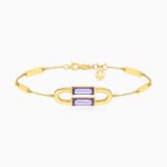 Baguette Rose Stone Chain Bracelet in 18K Gold