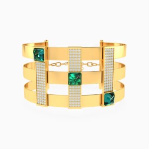 Green Stones Cuff Bracelet in 18K Gold