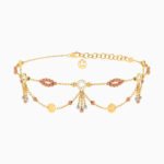 Beaded Cubic Zirconia Chain Anklet in 18K Gold