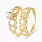 Circle Cubic Zirconia Twin Rings in 18K Gold