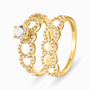 Circle Cubic Zirconia Twin Rings in 18K Gold