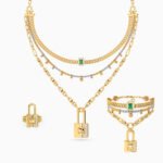 Lock Green Stones Full Set in 18K Gold (3 Pieces)