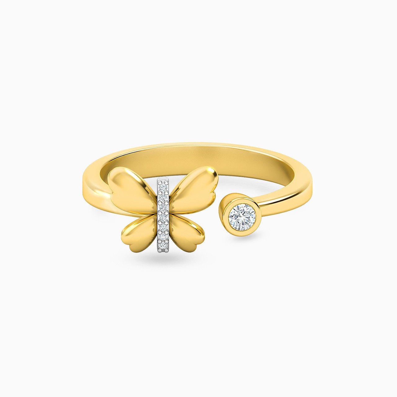 Butterfly Diamonds Two Headed Ring in 18K Gold