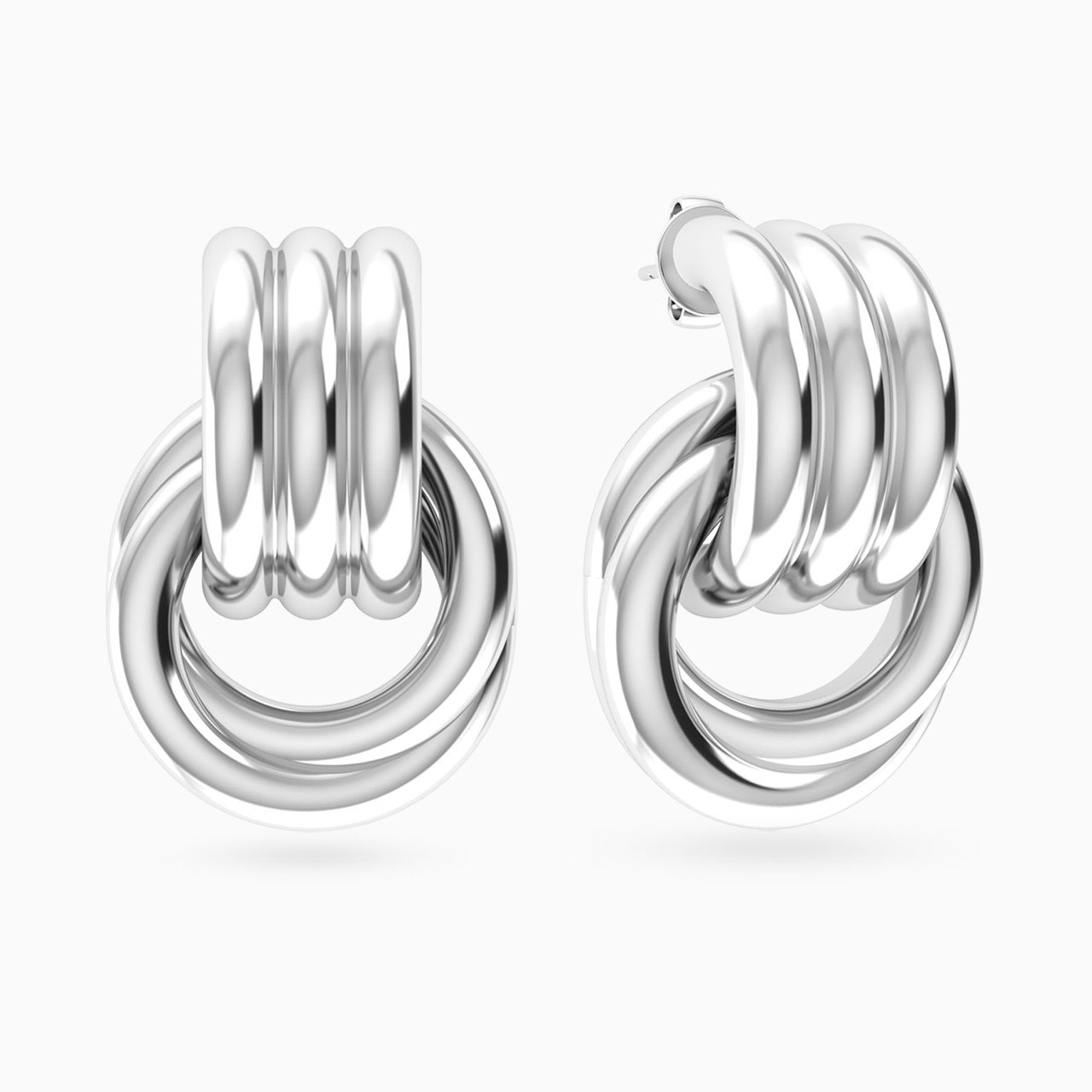 Curved Loops Earrings In Silver