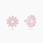 Flower Earrings Enamel Stud Earrings In Silver
