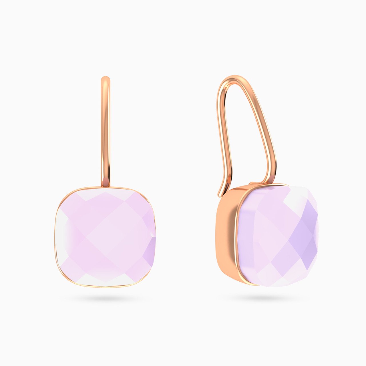 Pale Pink Stone Gold Plated Hoop Earrings