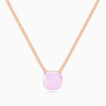 Pale Pink Stone Gold Plated Chain Necklace