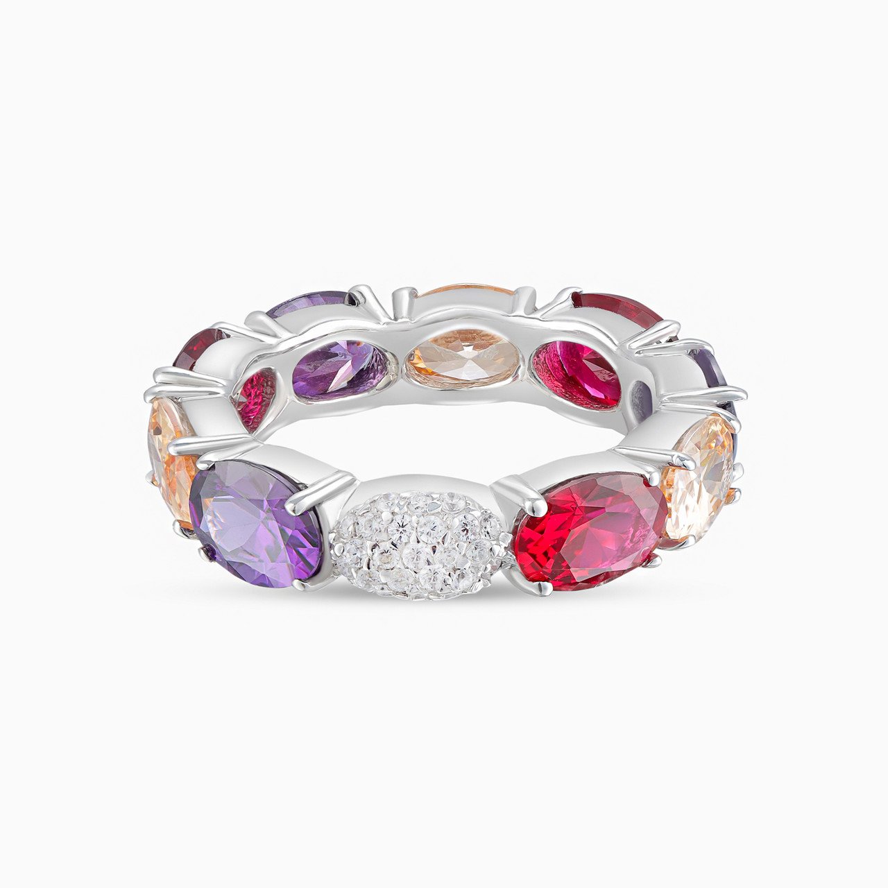 Colored Stones Ring In Silver