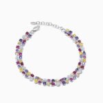 Chain Bracelet Colored Stones In Silver