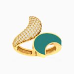 Horseshoe Cubic Zirconia & Enamel Coated Ring in 18K Gold