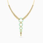 Circle Colored Stones & Enamel Coated Necklace in 18K Gold