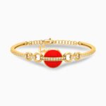 Kids Circle Cubic Zirconia & Enamel Coated Bangle Bracelet in 18K Gold