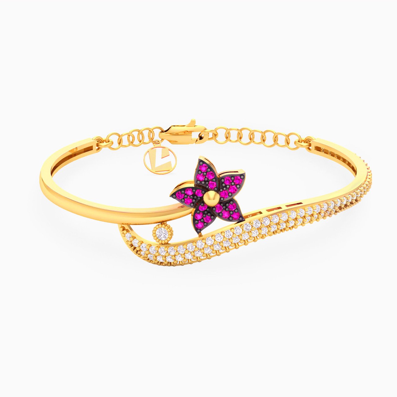 Kids Flower Bangle Bracelet in 18K Gold