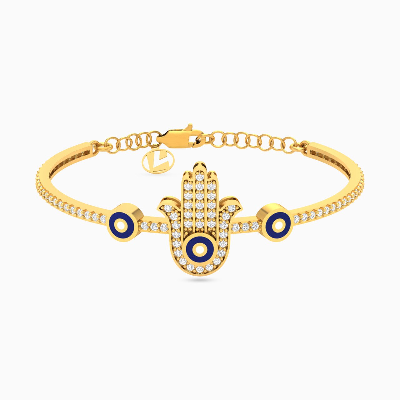 Kids Hamsa Bangle Bracelet in 18K Gold