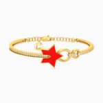 Kids Star Cubic Zirconia & Enamel Coated Bangle Bracelet in 18K Gold