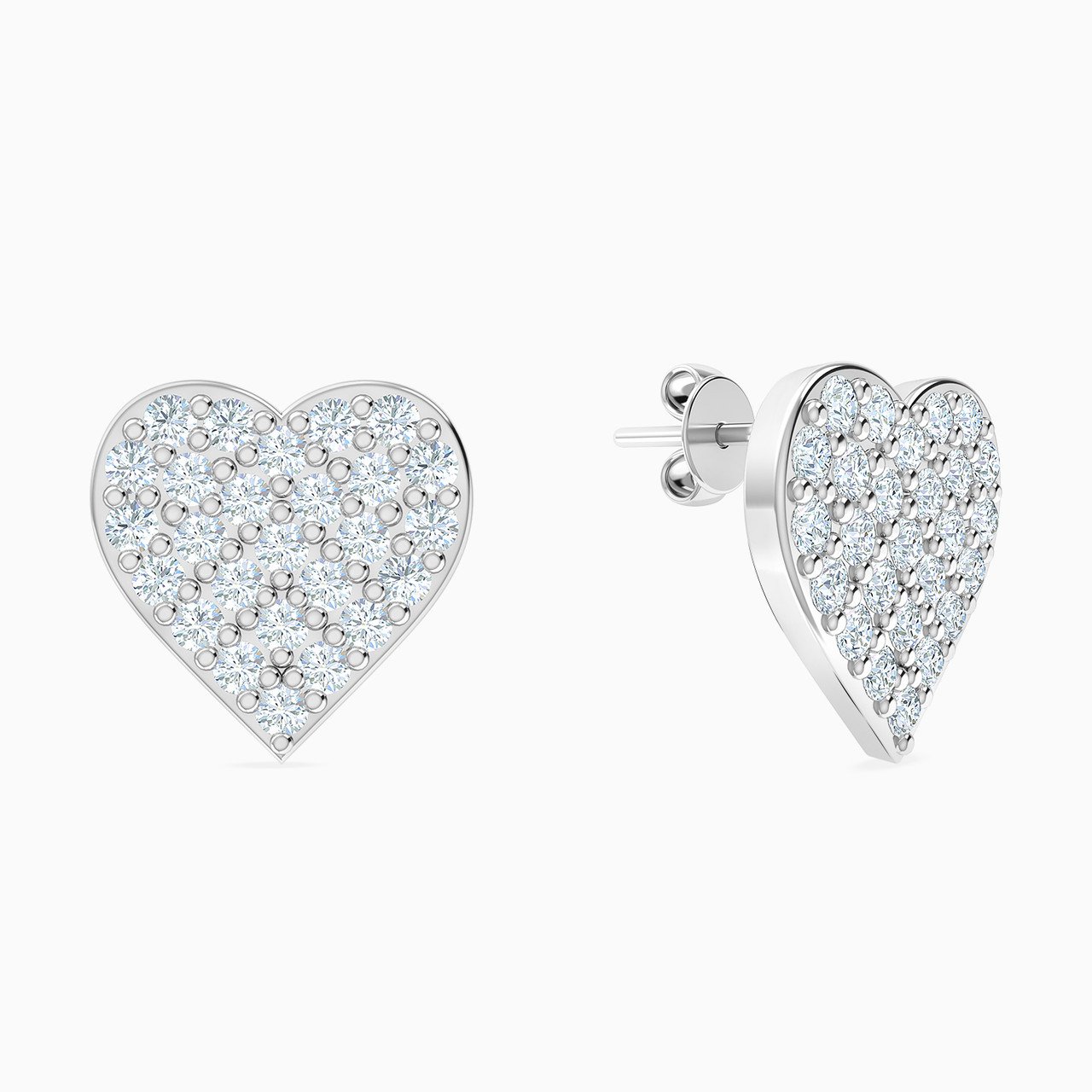 Heart Cubic Zirconia Stud Earrings in 18K Gold