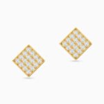 Square Cubic Zirconia Stud Earrings in 18K Gold