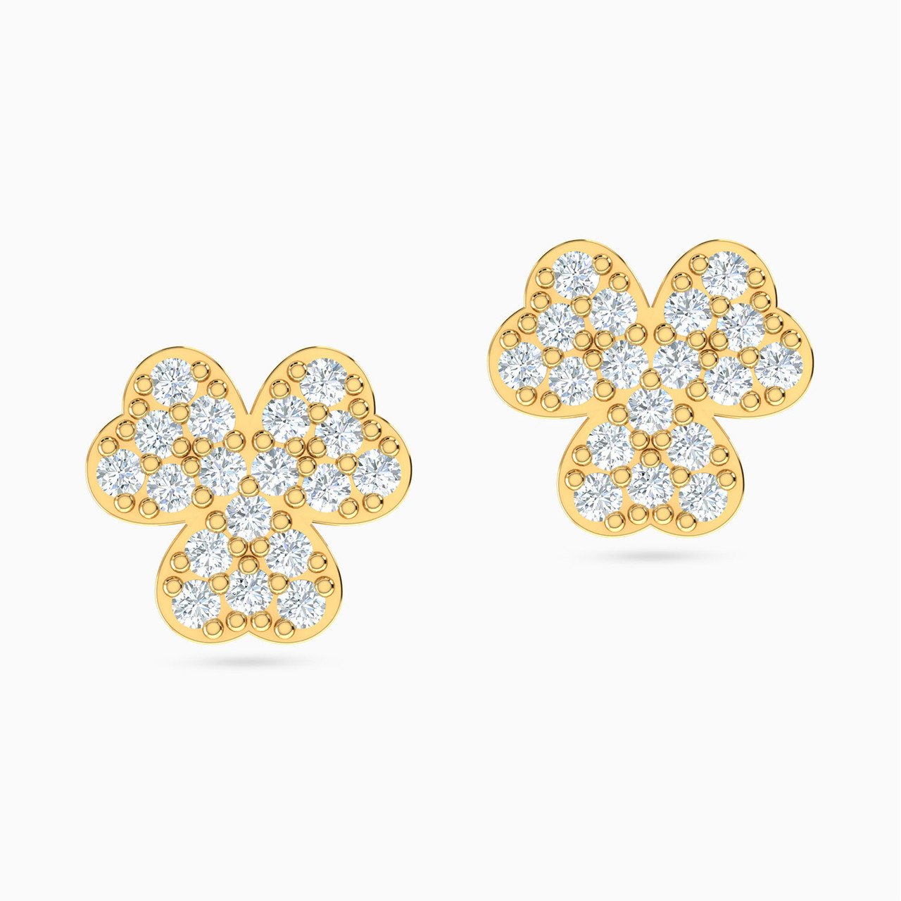 Flower Cubic Zirconia Stud Earrings in 18K Gold