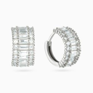 Baguette Cubic Zirconia Stud Earrings in 18K Gold