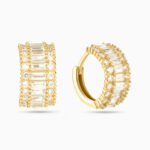 Baguette Cubic Zirconia Stud Earrings in 18K Gold