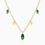 Marquise Green Stones Necklace in 14K Gold