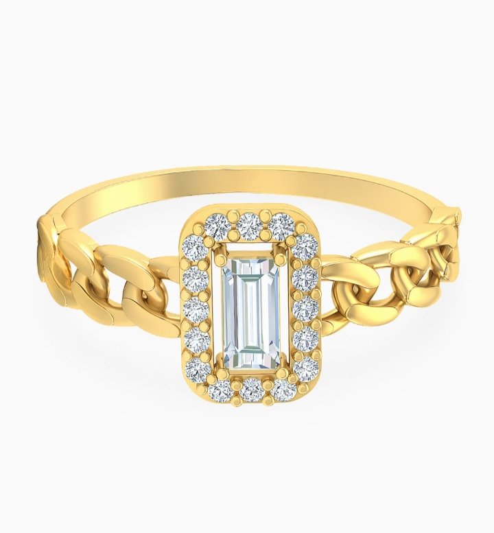 Baguette Colored Stones Statement Ring in 18K Gold