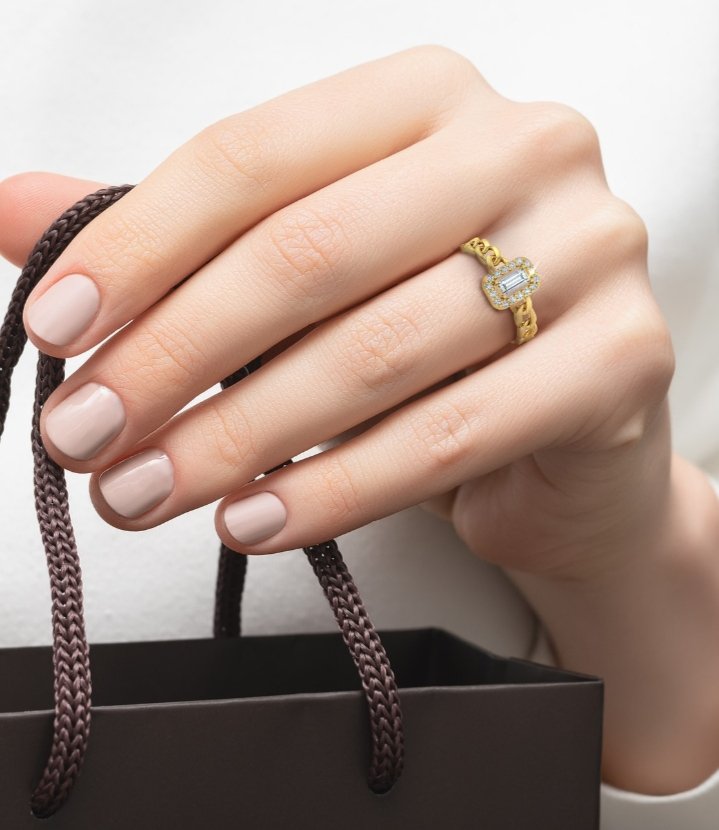 Baguette Colored Stones Statement Ring in 18K Gold - Image 4